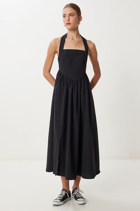 Slim Fit Midi-jurk met Vierkante Kraag - Image 4