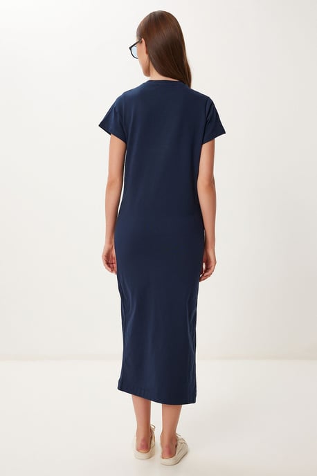 Slim Fit Midi Klänning med Sidofålla - Image 4