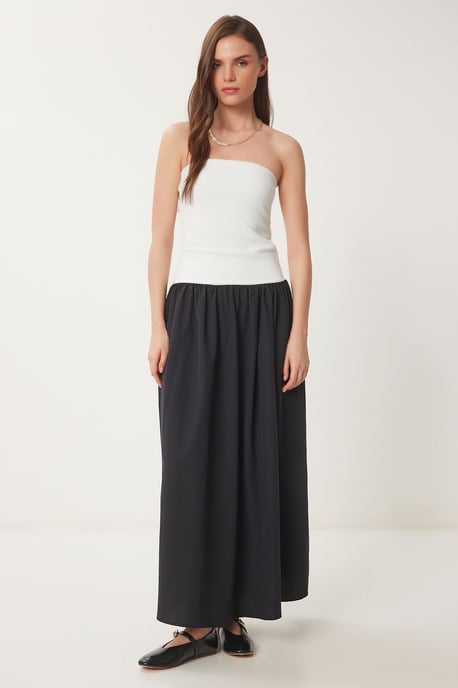 Färgad Blockad Off-Shoulder Maxiklänning - Image 2