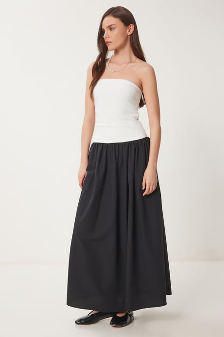 Färgad Blockad Off-Shoulder Maxiklänning - Image 3