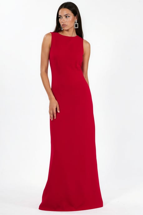 Crew Neck Maxi Dress with Cape Accessory - Image 3
