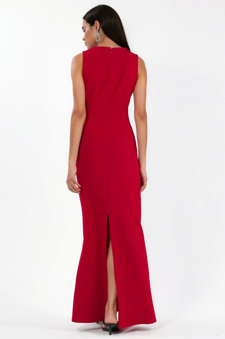 Crew Neck Maxi Dress with Cape Accessory - Image 4