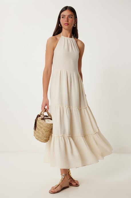 Rimpelige Halternek Maxi Jurk - Image 3