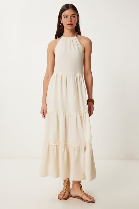Rimpelige Halternek Maxi Jurk - Image 6