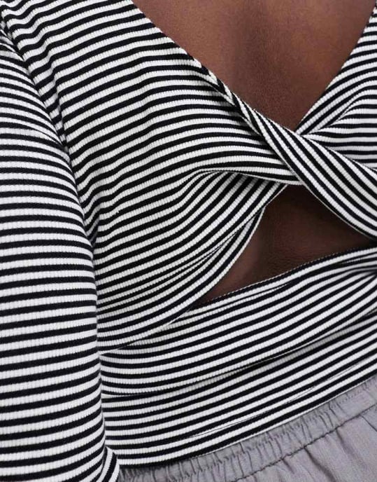 ASOS DESIGN Curve randig topp med öppen snurrbak i randigt - Image 3