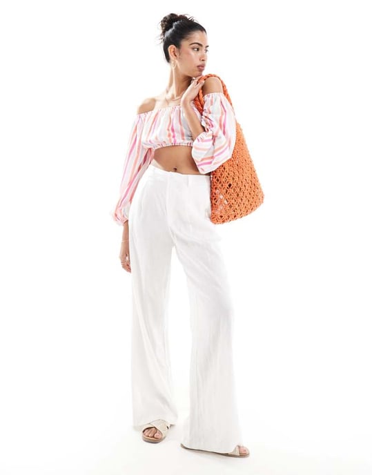 ASOS DESIGN poplinsrandig bardot-topp - Image 4