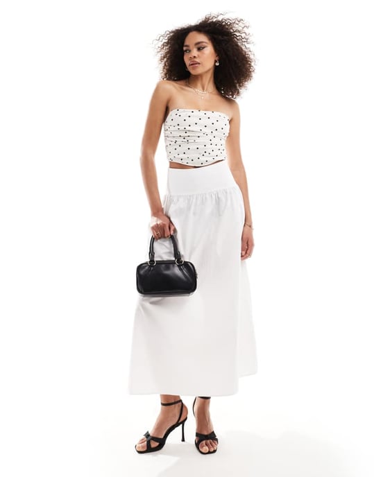 ASOS DESIGN rynkad korsettopp i strukturerad prickig mönster - Image 3