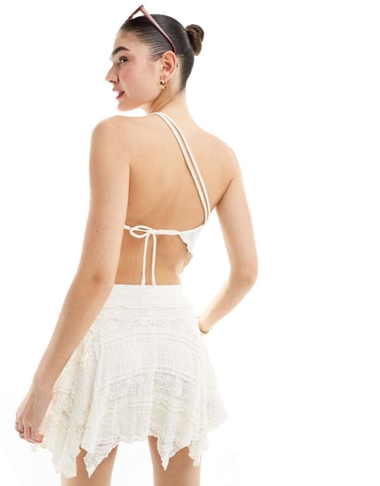 Cotton:On asymmetrisk kant strappy crop top i kokostextur co-ord - Image 2