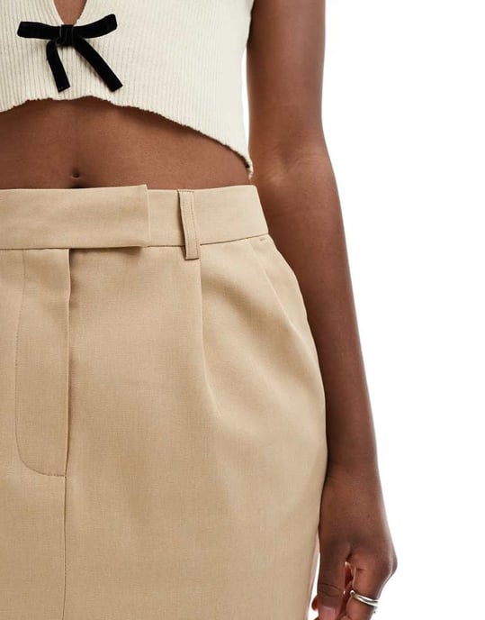 Miss Selfridge skräddarsydd mini kjol med pelmet i kamel - Image 2