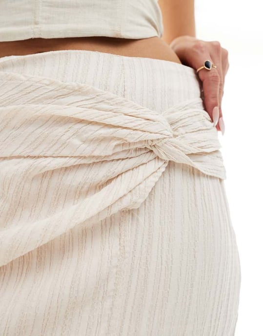 Object stretch jersey midi skirt with twist detail in off white - Image 2