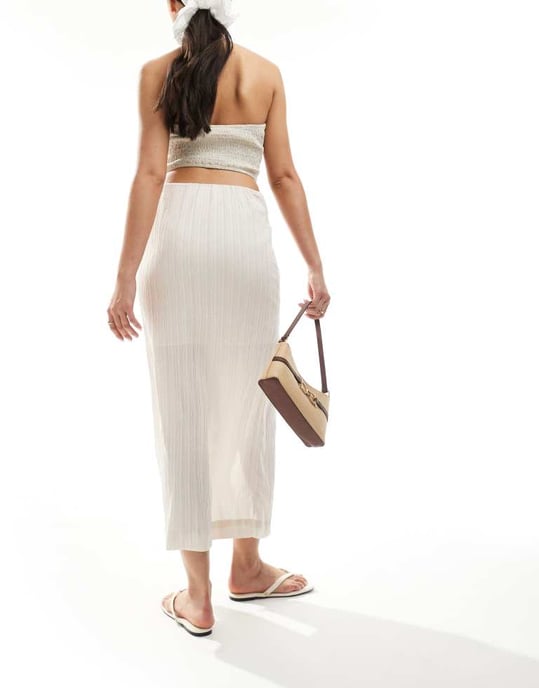 Object stretch jersey midi skirt with twist detail in off white - Image 3