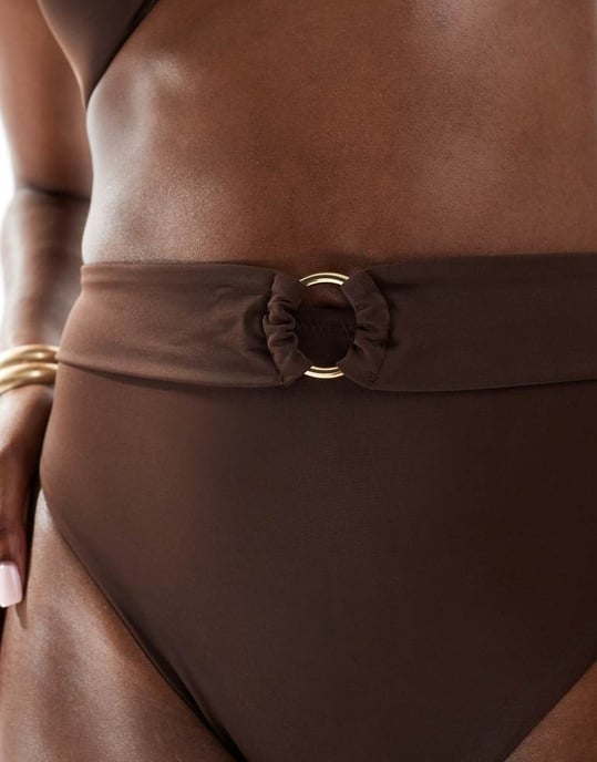 Boux Avenue hög midja bikiniunderdel i brunt - Image 2
