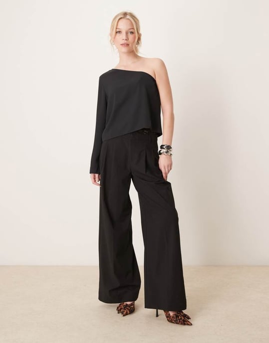 Vila one shoulder top in black - Image 2