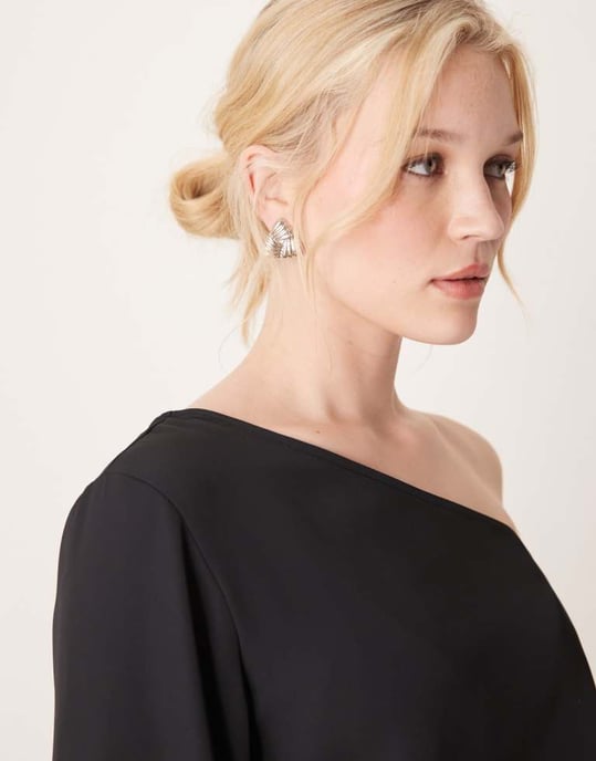 Vila one shoulder top in black - Image 4