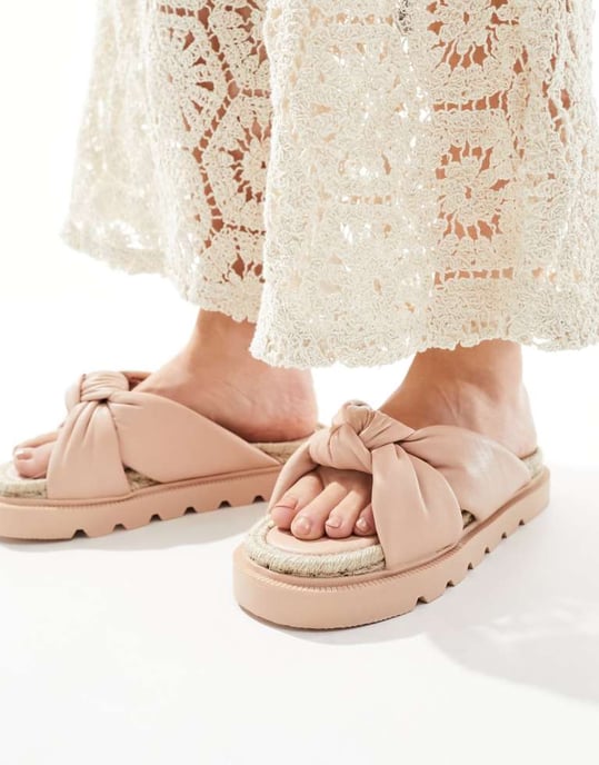ASOS DESIGN Wide Fit Jemima cross strap espadrilles in light pink - Image 2