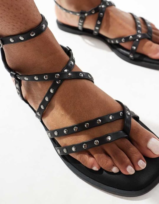 ASOS DESIGN Fierce strappy studded sandal in black - Image 3