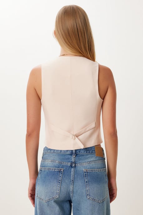 Dames geweven knoop-voorzijde gilet - Image 3