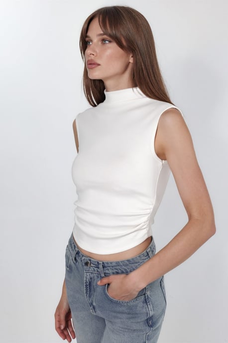 Modal Touch Half Turtleneck Crop Top - Image 2