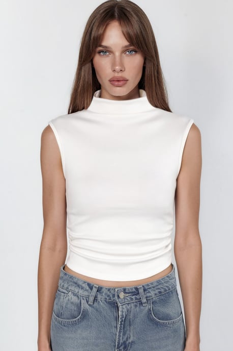 Modal Touch Half Turtleneck Crop Top - Image 6