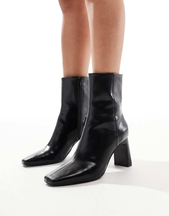 ASOS DESIGN Reach set back mid heel boots in black - Image 1