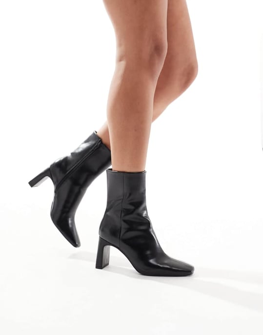 ASOS DESIGN Reach set back mid heel boots in black - Image 3