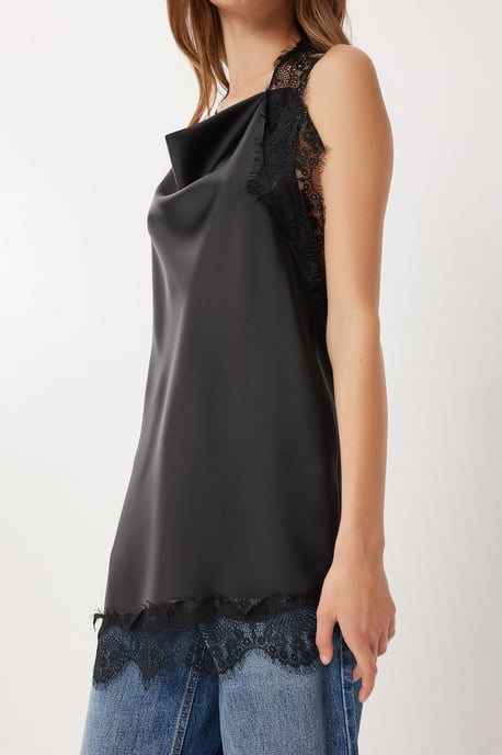 Ärm-lös halterneck satinblus - Image 4