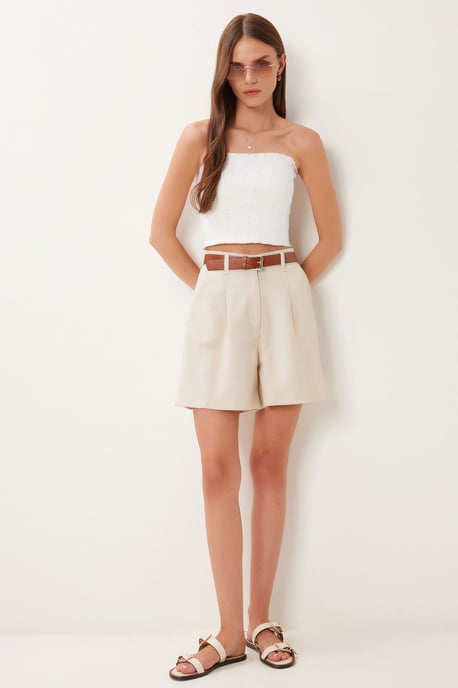 Hög midja bälte vid ben shorts - Image 3