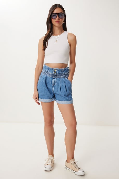 Hoge Taille Mom Denim Shorts - Image 1