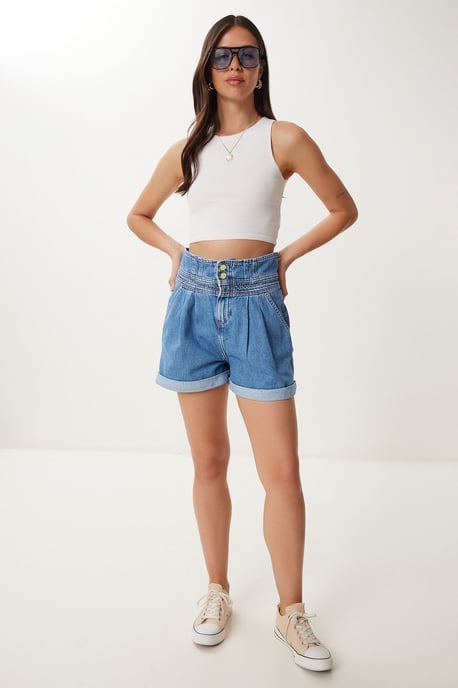 Hoge Taille Mom Denim Shorts - Image 2