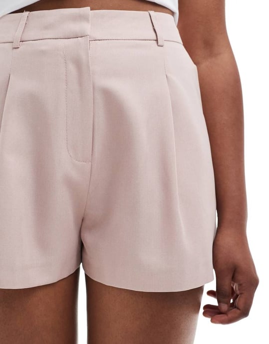 Miss Selfridge skräddarsydda högmidjade shorts set i mjuk rosa - Image 4