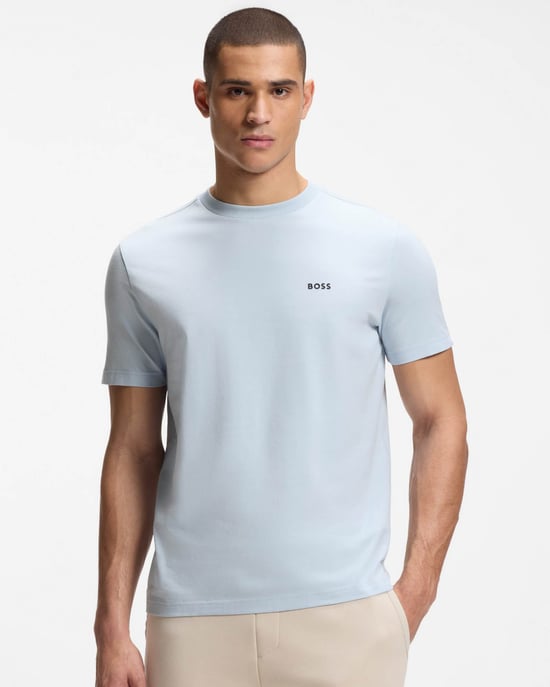 with Contrast Logo T-Shirt in Light Blue - Image 1