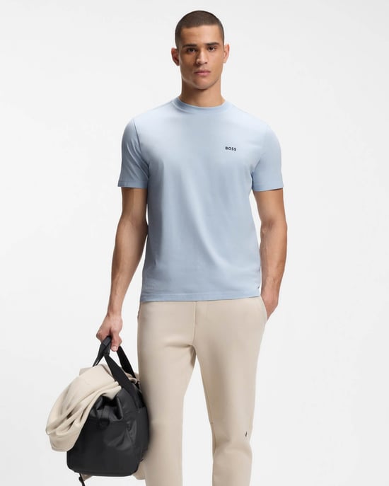 with Contrast Logo T-Shirt in Light Blue - Image 3
