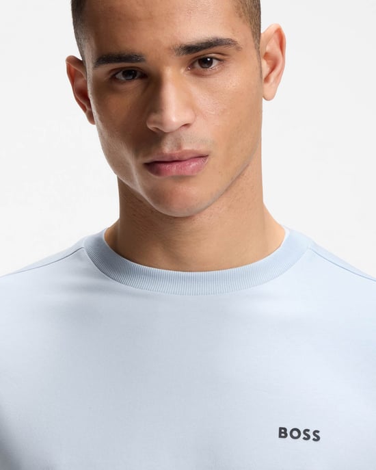 with Contrast Logo T-Shirt in Light Blue - Image 4