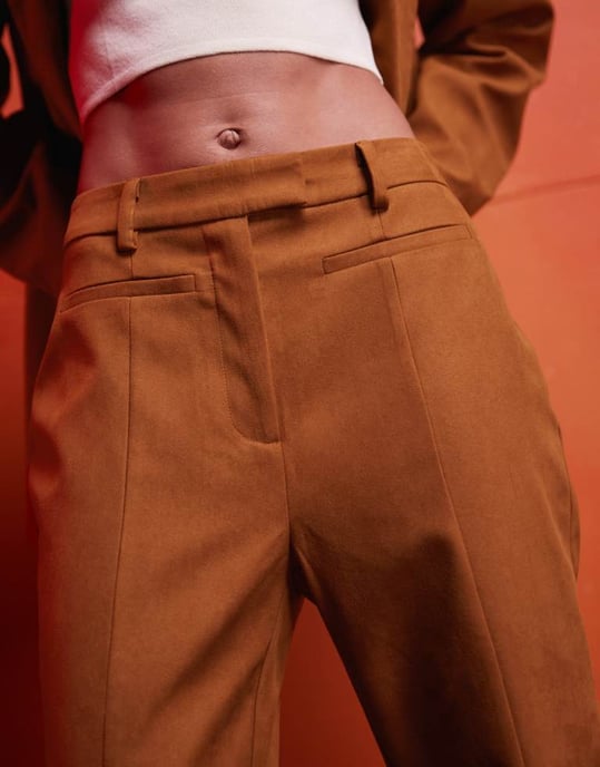 ASOS DESIGN faux suede flared tailored trousers co-ord in rust - Image 2