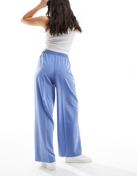 ASOS DESIGN skräddarsydda byxor med resår i blått - Image 3