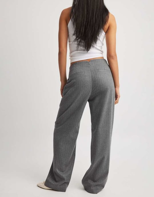 NA-KD straight leg tailored trouser co-ord in grey stripe - Image 3