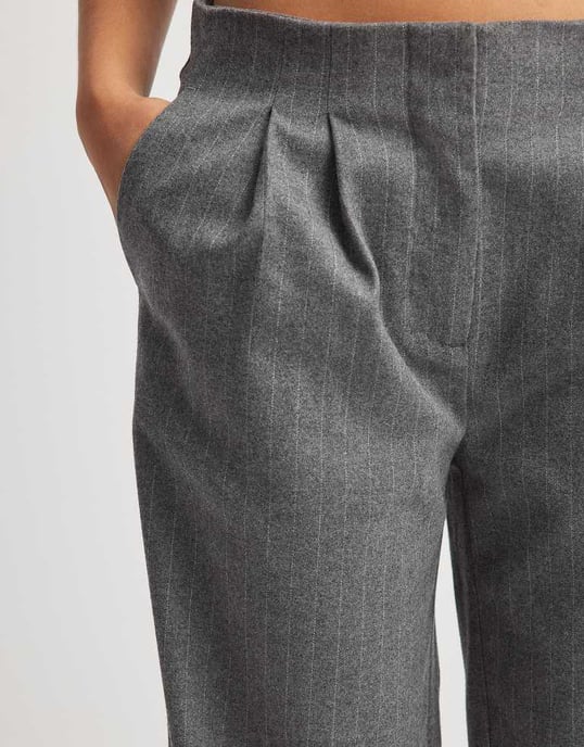 NA-KD straight leg tailored trouser co-ord in grey stripe - Image 4