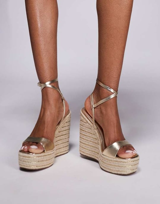 ASOS DESIGN Tamika espadrille wedges in gold - Image 4