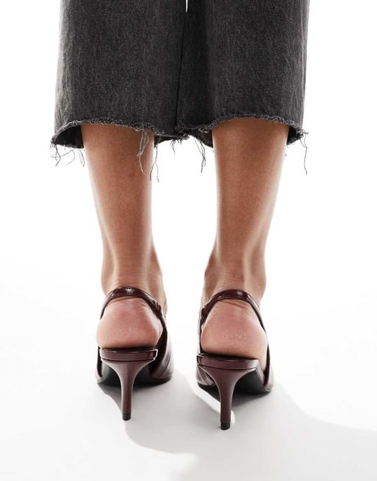 ASOS DESIGN Shake slingback kitten heels in burgundy - Image 3