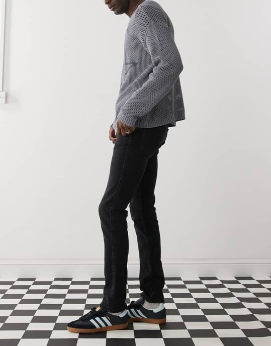 Dr Denim Snap midjehöga slim fit jeans i black mist wash - Image 3