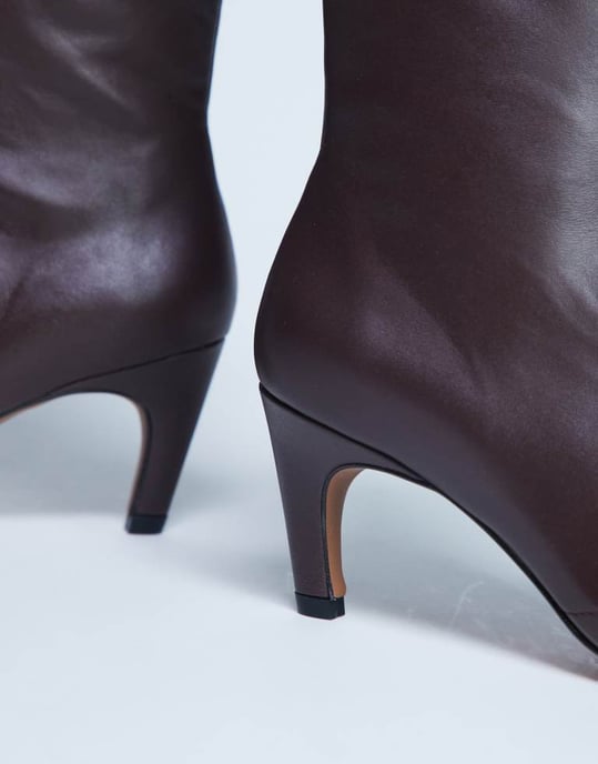 Topshop Neeve premium leather high heeled ankle boots in burgundy - Image 2