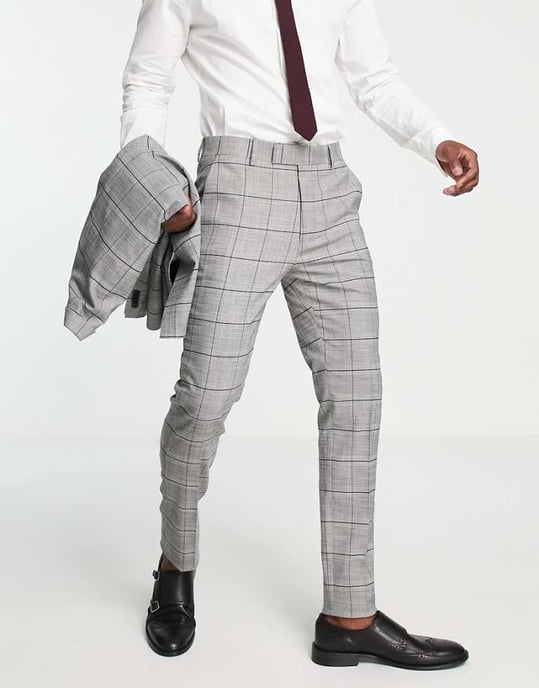 Topman snäva rutiga bröllopspants i svart och vitt - Image 1