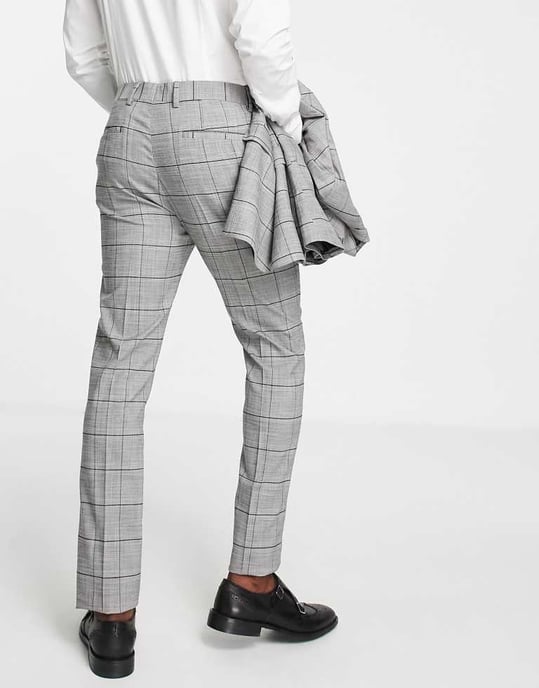 Topman snäva rutiga bröllopspants i svart och vitt - Image 2