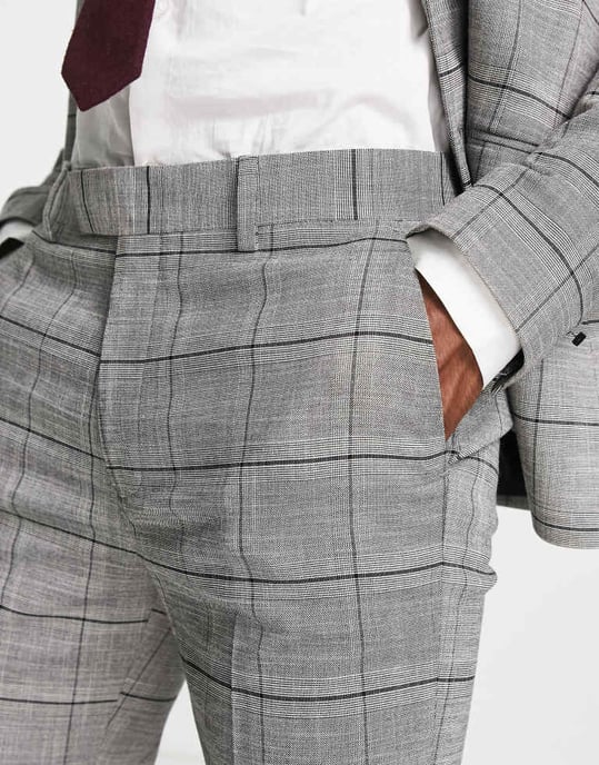 Topman snäva rutiga bröllopspants i svart och vitt - Image 4