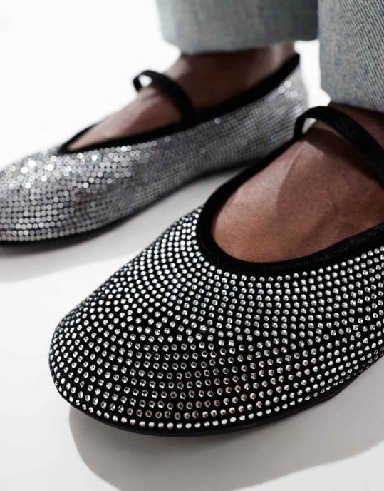 ASOS DESIGN Liberate embellished Mary Jane ballet in black - Image 2