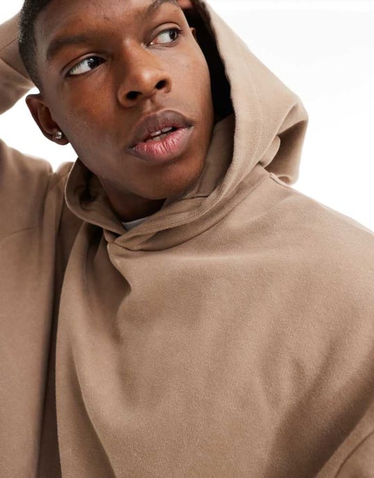 ASOS DESIGN hoodie in washed brown - Image 3