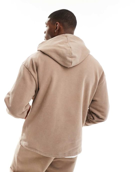 ASOS DESIGN hoodie in washed brown - Image 4