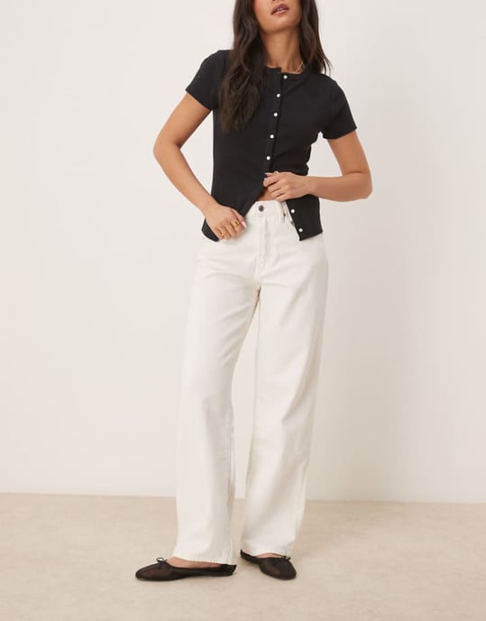 Gina Tricot baggy fit jeans in off white - Image 1