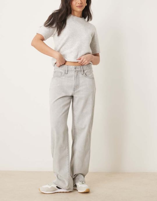 Gina Tricot baggy fit jeans in lightwash grey - Image 1