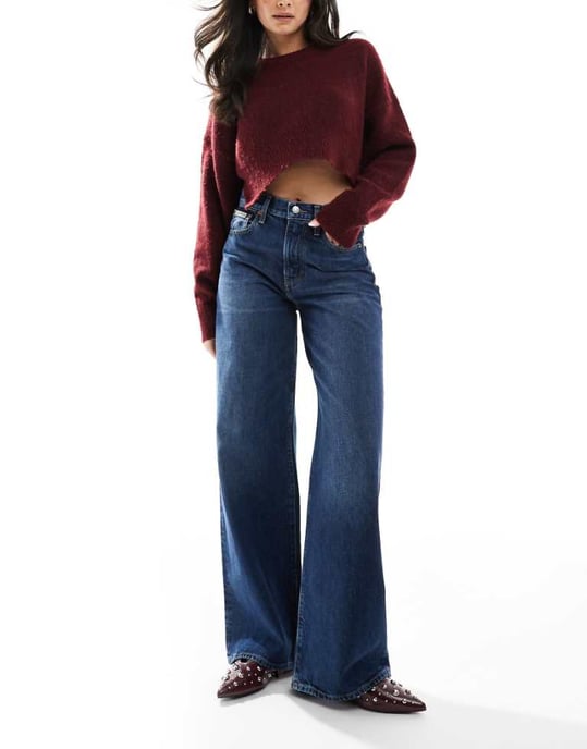 Calvin Klein Jeans wide leg jeans in dark tint - Image 1